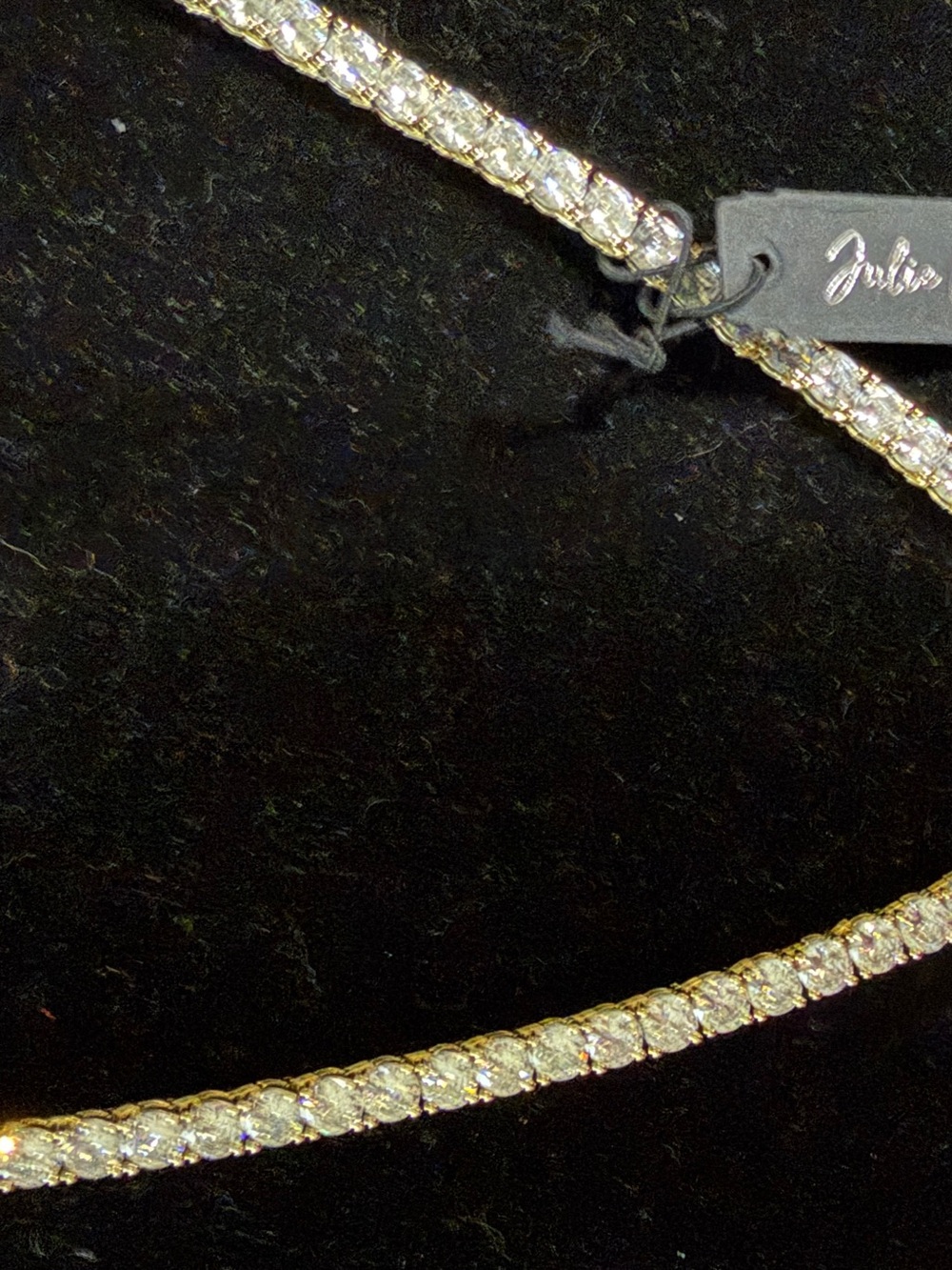 Gold Crystal Tennis Necklace - Sparkling Clear Stones
